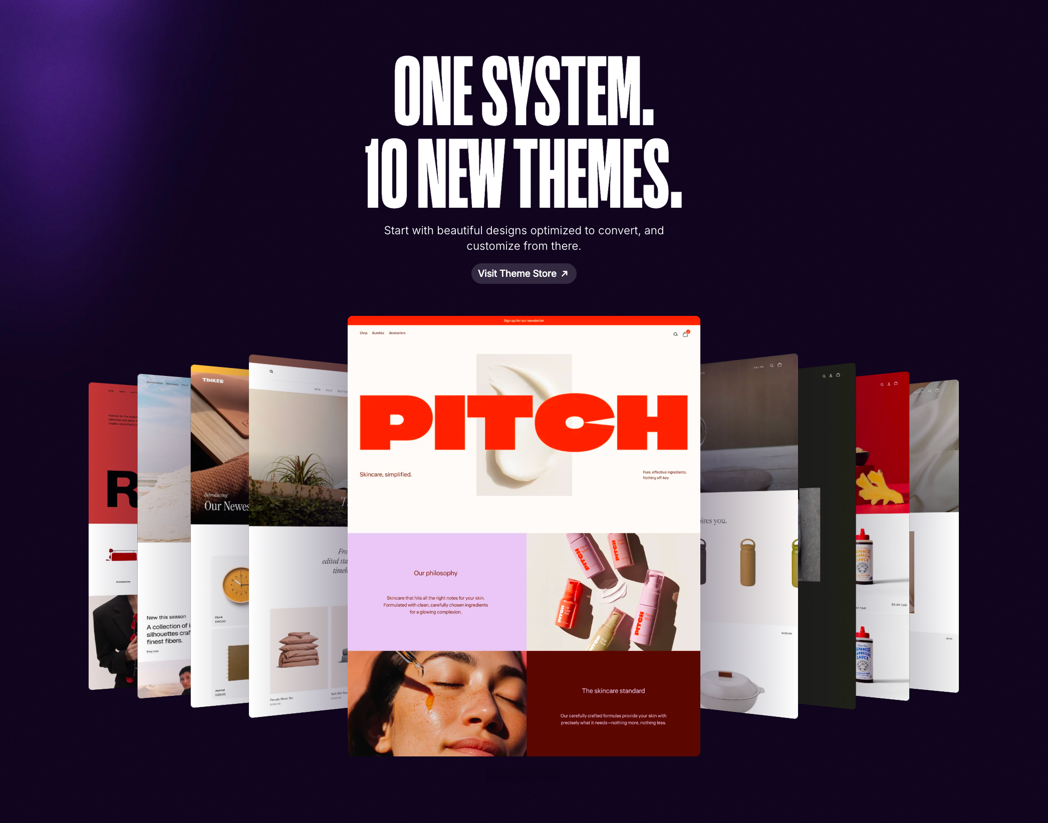 One system. 10 new themes. Shopify Horizon theme collection Summer 2025.